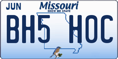 MO license plate BH5H0C