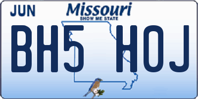 MO license plate BH5H0J