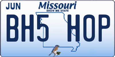 MO license plate BH5H0P