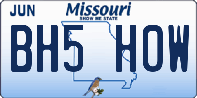 MO license plate BH5H0W