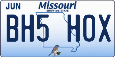 MO license plate BH5H0X
