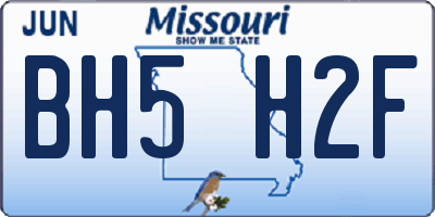MO license plate BH5H2F
