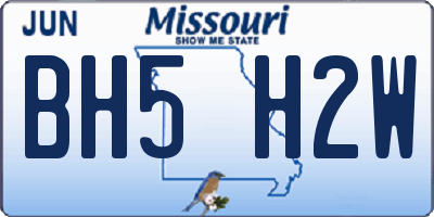 MO license plate BH5H2W