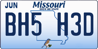MO license plate BH5H3D