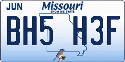 MO license plate BH5H3F