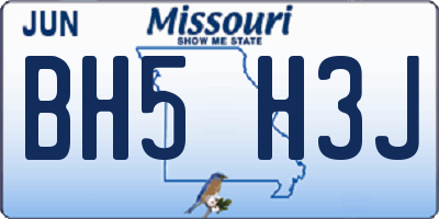 MO license plate BH5H3J