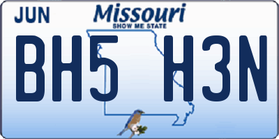 MO license plate BH5H3N