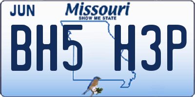 MO license plate BH5H3P