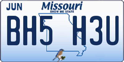 MO license plate BH5H3U