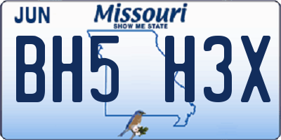 MO license plate BH5H3X