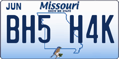 MO license plate BH5H4K