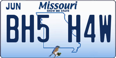 MO license plate BH5H4W