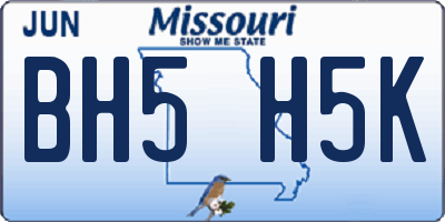 MO license plate BH5H5K