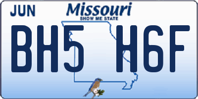 MO license plate BH5H6F