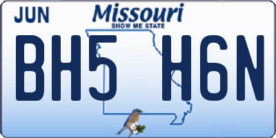 MO license plate BH5H6N