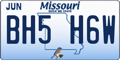 MO license plate BH5H6W