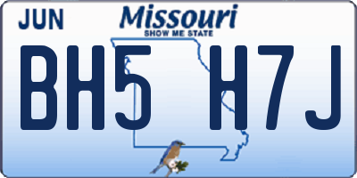 MO license plate BH5H7J
