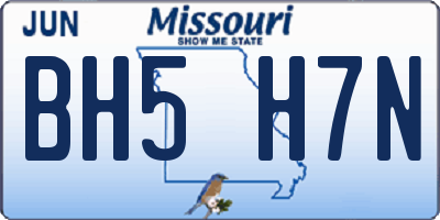 MO license plate BH5H7N
