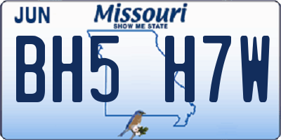 MO license plate BH5H7W
