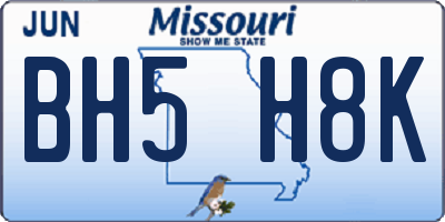 MO license plate BH5H8K