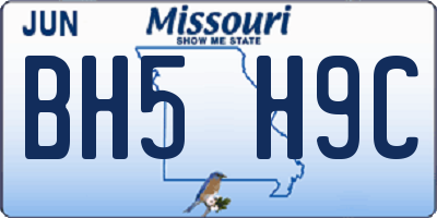 MO license plate BH5H9C