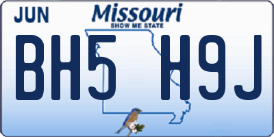 MO license plate BH5H9J