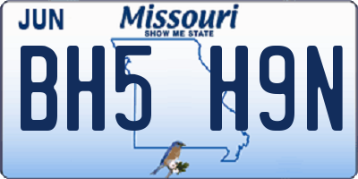MO license plate BH5H9N