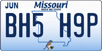 MO license plate BH5H9P
