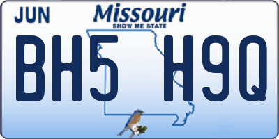 MO license plate BH5H9Q