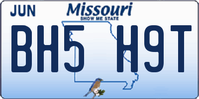 MO license plate BH5H9T