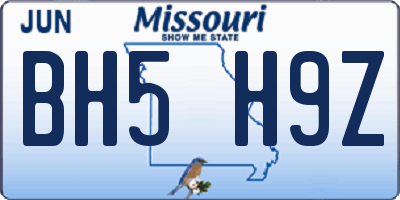MO license plate BH5H9Z