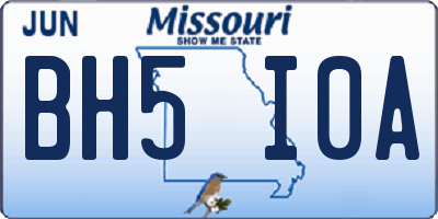 MO license plate BH5I0A
