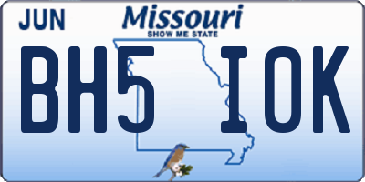 MO license plate BH5I0K