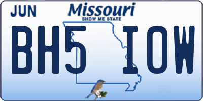 MO license plate BH5I0W