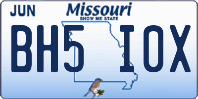 MO license plate BH5I0X