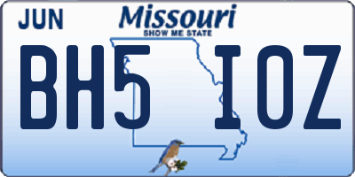 MO license plate BH5I0Z