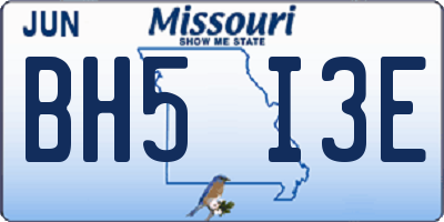 MO license plate BH5I3E