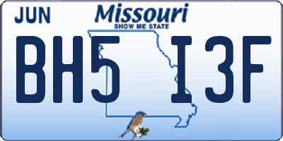 MO license plate BH5I3F