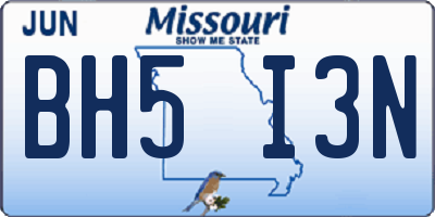 MO license plate BH5I3N