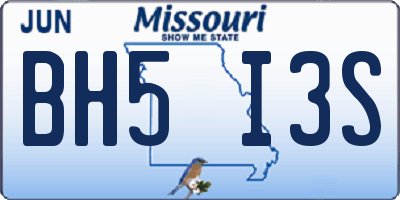 MO license plate BH5I3S