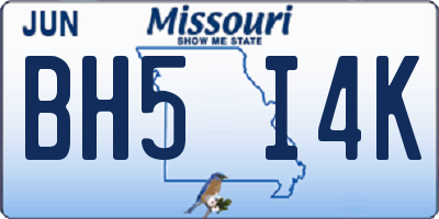 MO license plate BH5I4K