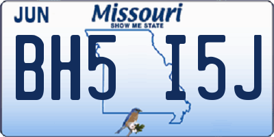 MO license plate BH5I5J