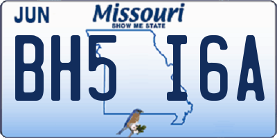 MO license plate BH5I6A
