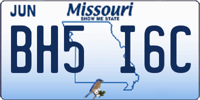 MO license plate BH5I6C