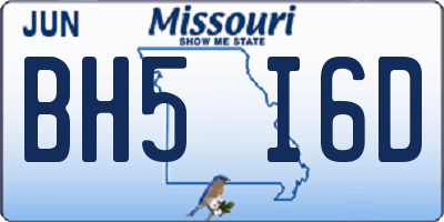 MO license plate BH5I6D