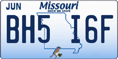 MO license plate BH5I6F