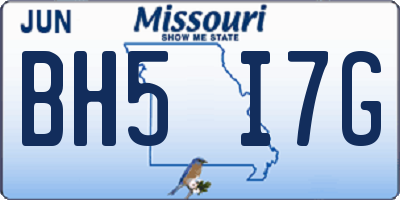 MO license plate BH5I7G