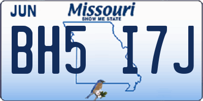MO license plate BH5I7J