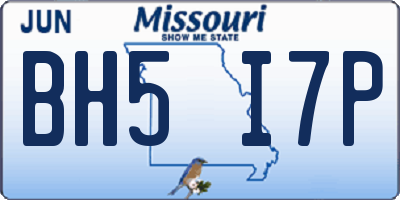 MO license plate BH5I7P