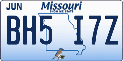 MO license plate BH5I7Z